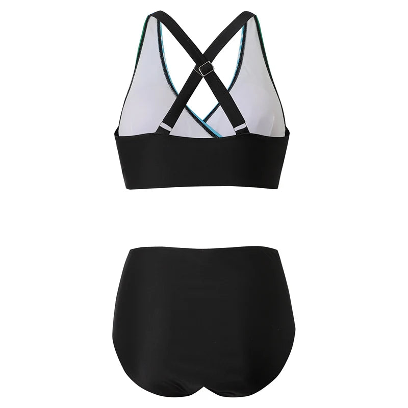 Tanesha Bikini | High-Waisted Push-Up Halter Bikini Set