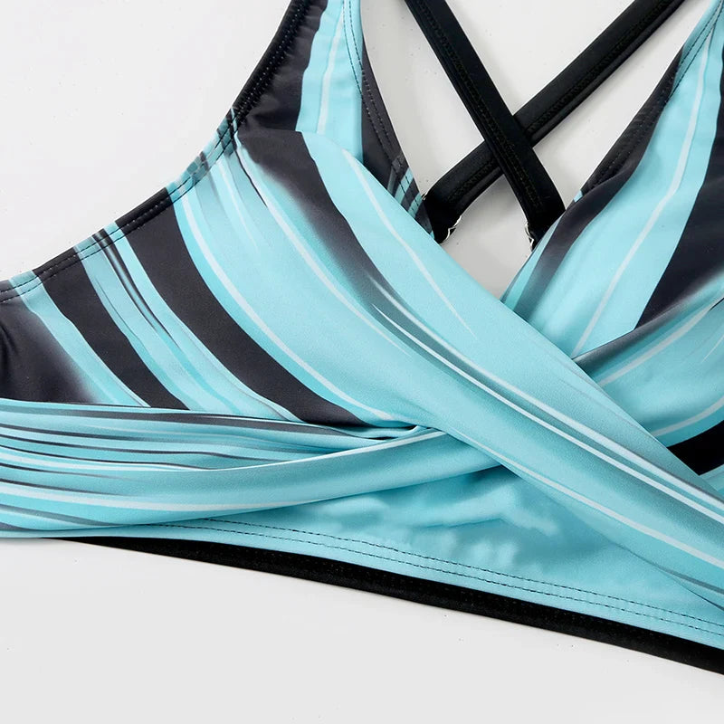 Tanesha Bikini | High-Waisted Push-Up Halter Bikini Set