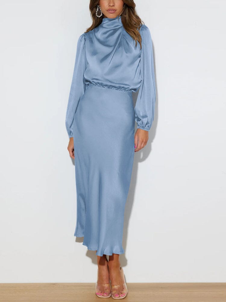 Kahlia Dress | Women's Elegant Silk Dress with Long Sleeves