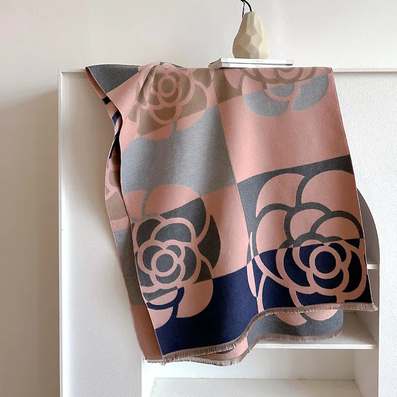 Jossie Reversible Cashmere Scarf | Floral Motif & Luxurious Warmth