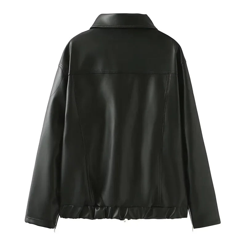 Iona Jacket | Vintage Faux Leather Jacket with Bow Details