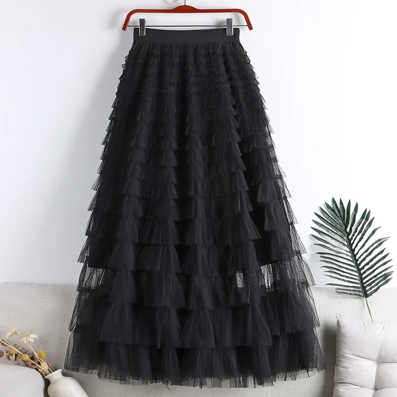 Zella Tulle Skirt | Women’s Layered Flowy Tulle Skirt with Elastic Waist