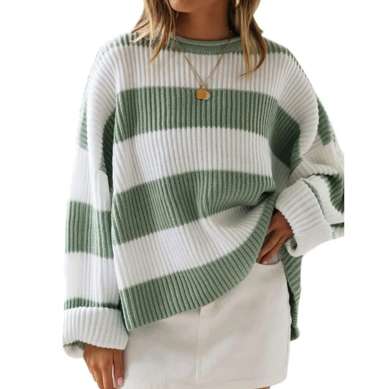 Indy Sweater | Oversized Striped Knit Pullover