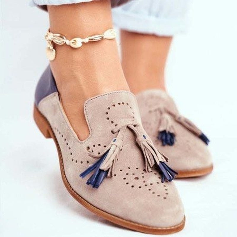 Anaya Loafers | Women’s Classic Slip-On Loafers with Tassel Detail and Sleek Finish