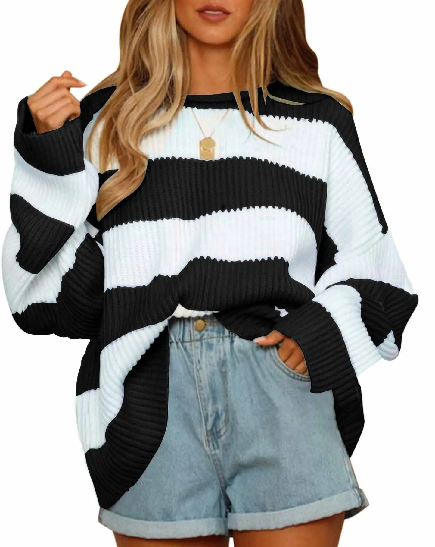 Indy Sweater | Oversized Striped Knit Pullover