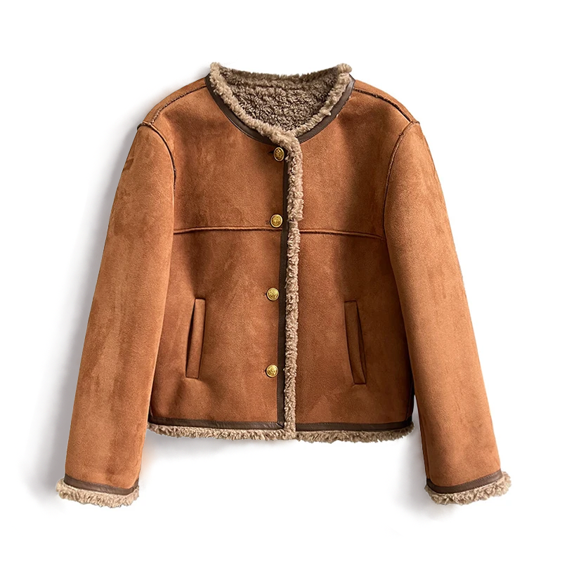 Gracie Jacket | Suede Jacket with Faux Fur Trim