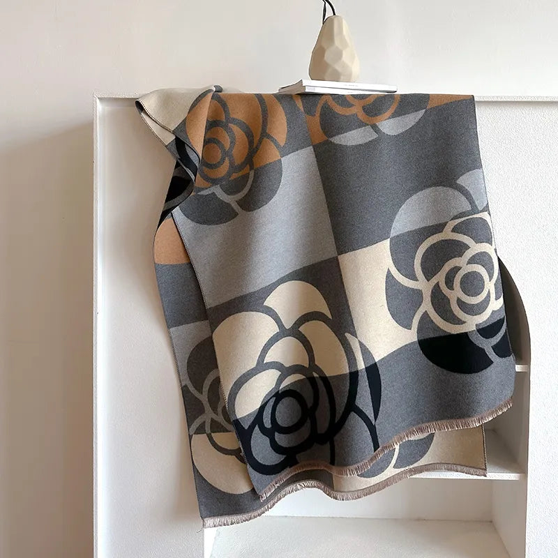 Jossie Reversible Cashmere Scarf | Floral Motif & Luxurious Warmth