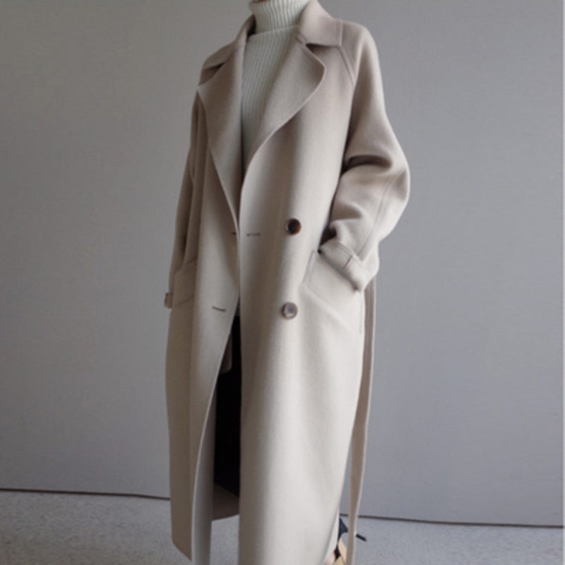 Fenne Women's Coat | Elegant Wool Blend Long Coat