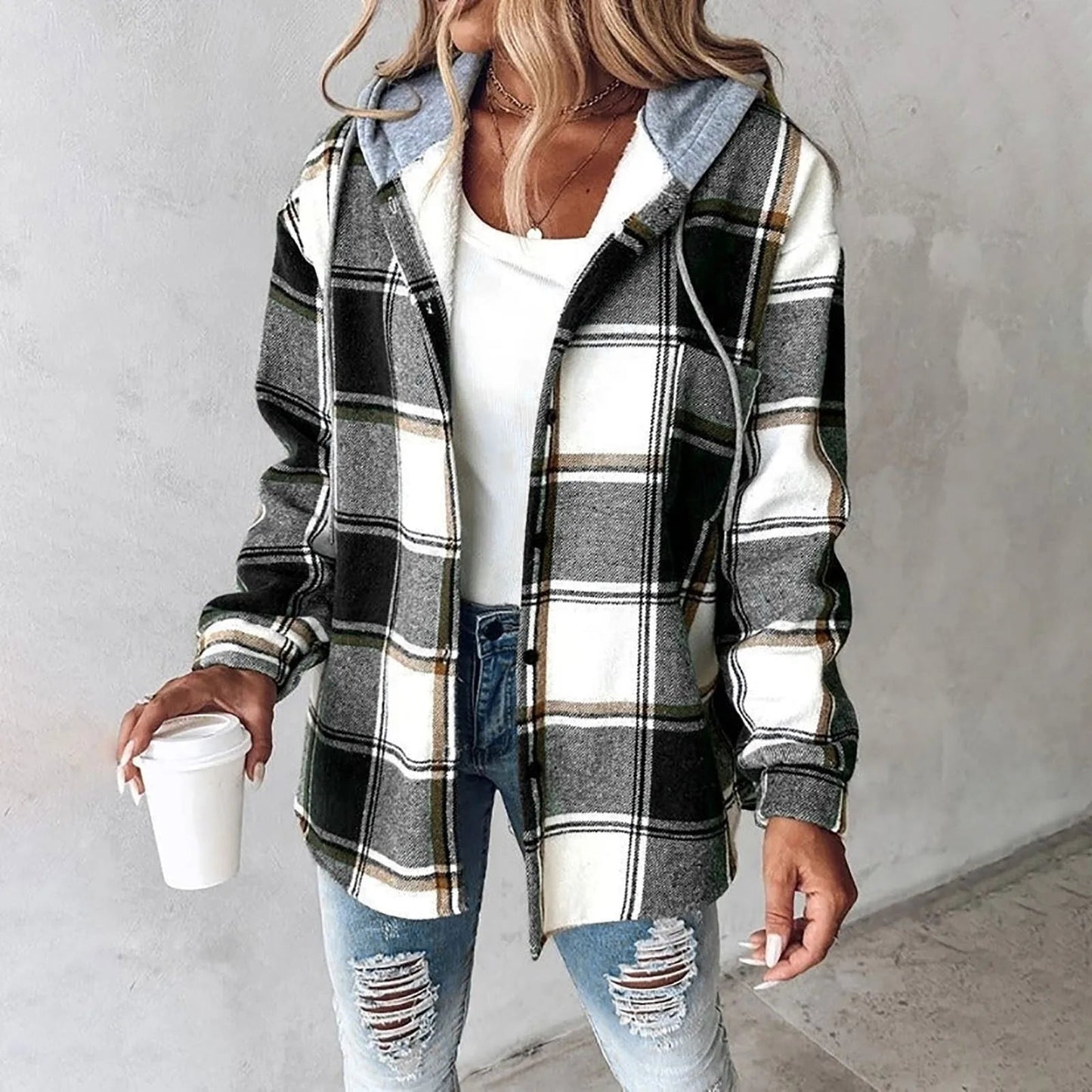 Nila Jacket | Women's Autumn Plaid Button-Up Shirt Jacket