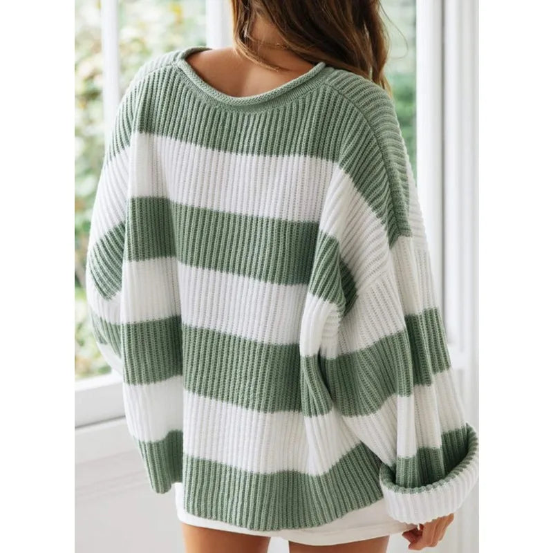 Indy Sweater | Oversized Striped Knit Pullover