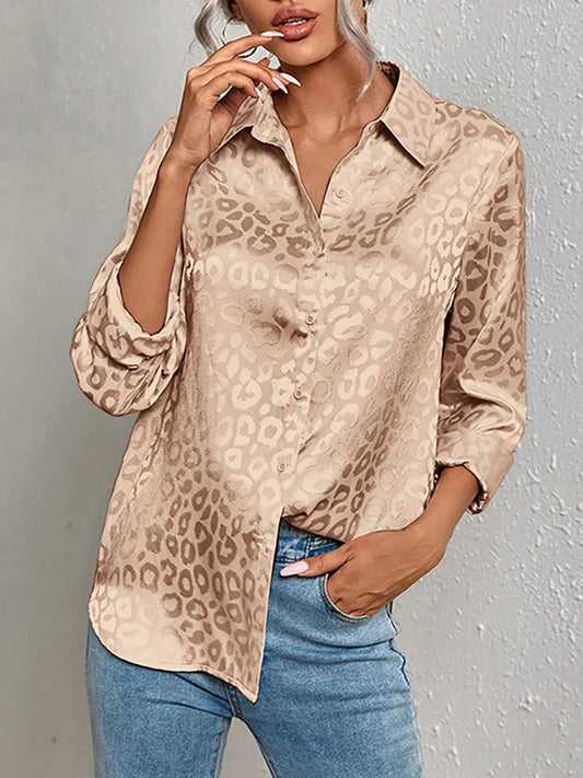 Nicki Blouse | Women's Autumn Satin Leopard Print Blouse