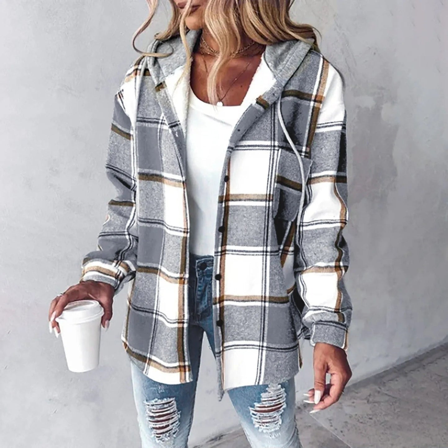 Nila Jacket | Women's Autumn Plaid Button-Up Shirt Jacket