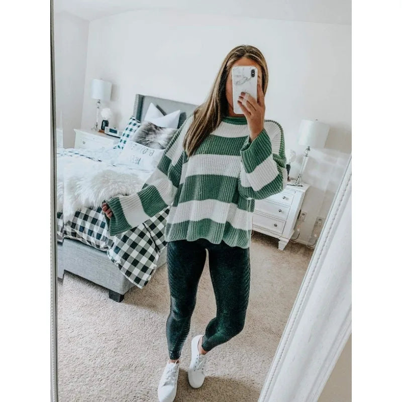 Indy Sweater | Oversized Striped Knit Pullover