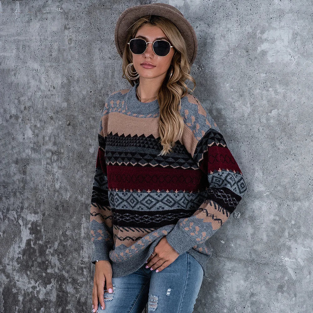 Iva Sweater | Cozy Vintage Knit Sweater with Striped Pattern