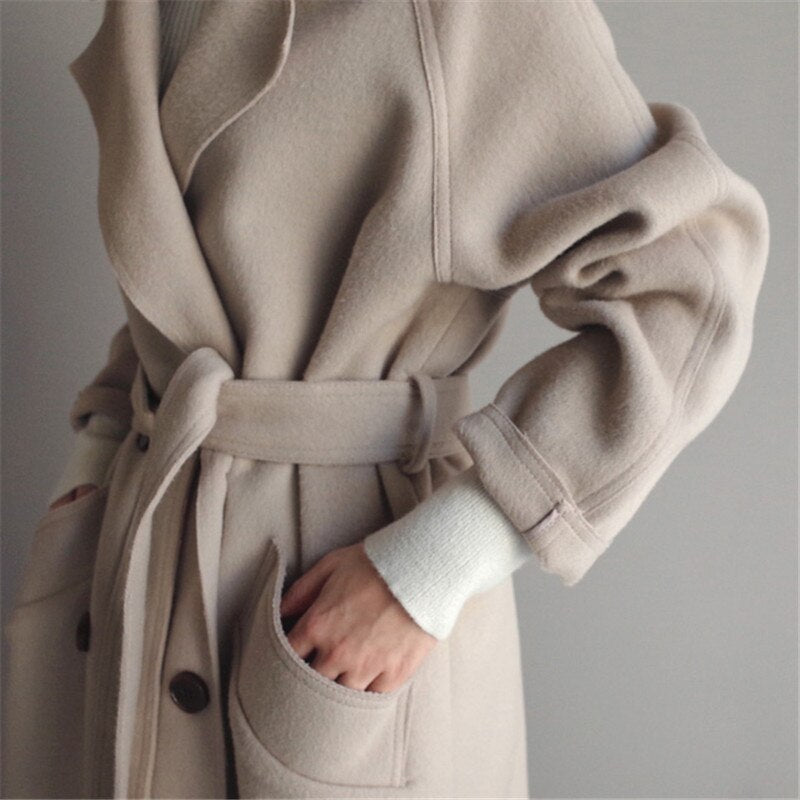 Fenne Women's Coat | Elegant Wool Blend Long Coat