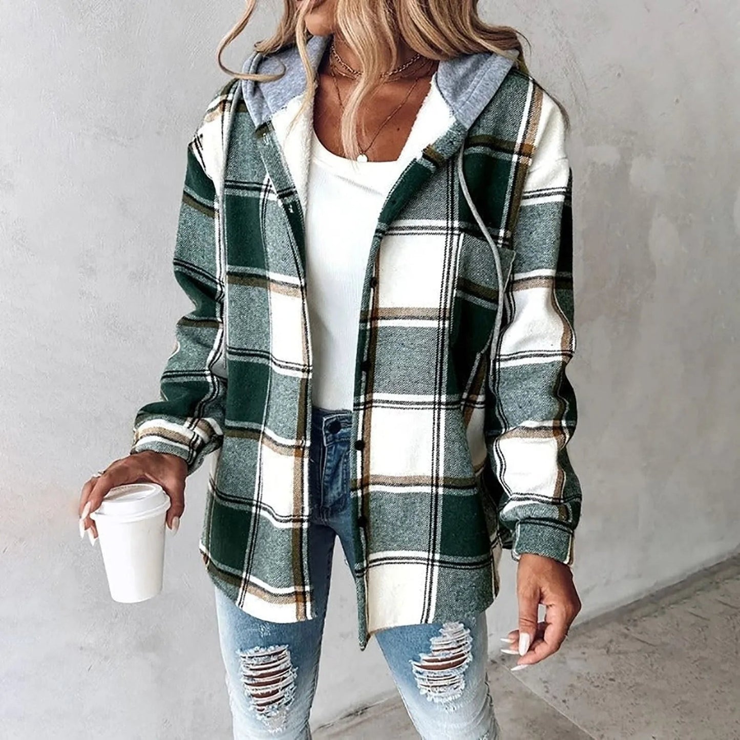 Nila Jacket | Women's Autumn Plaid Button-Up Shirt Jacket