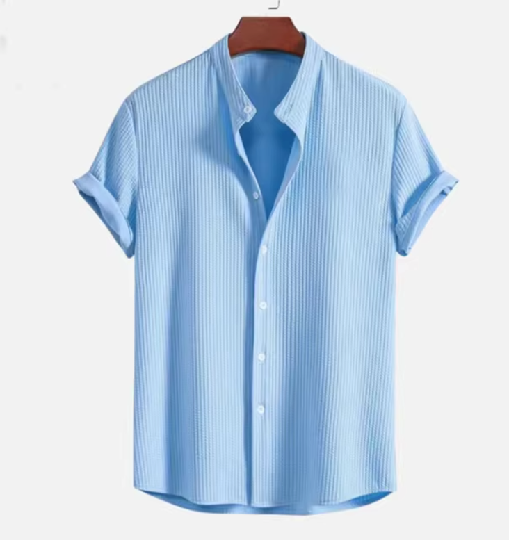 Gunner Shirt | Light Blue Striped Short-Sleeve Men's Shirt