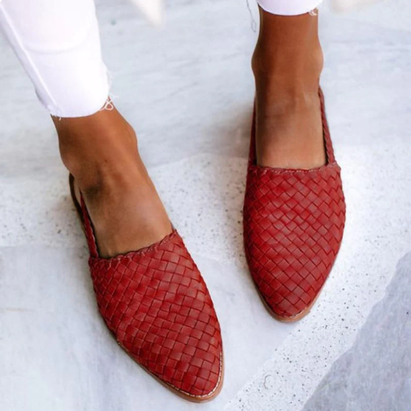 Briony Shoes | Elegant Women’s Slip-On Flats with Low Heel and Pointed Toe