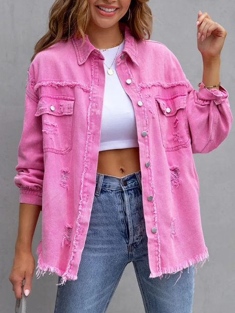 Dana Jacket | Ripped Frayed Hem Denim Jacket