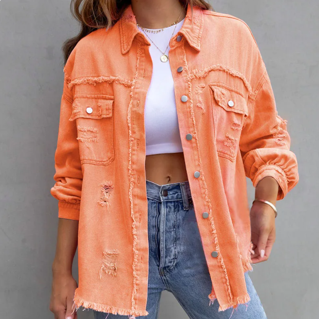 Dana Jacket | Ripped Frayed Hem Denim Jacket