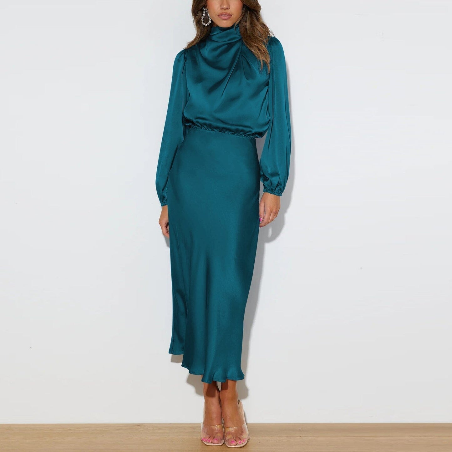 Kahlia Dress | Women's Elegant Silk Dress with Long Sleeves