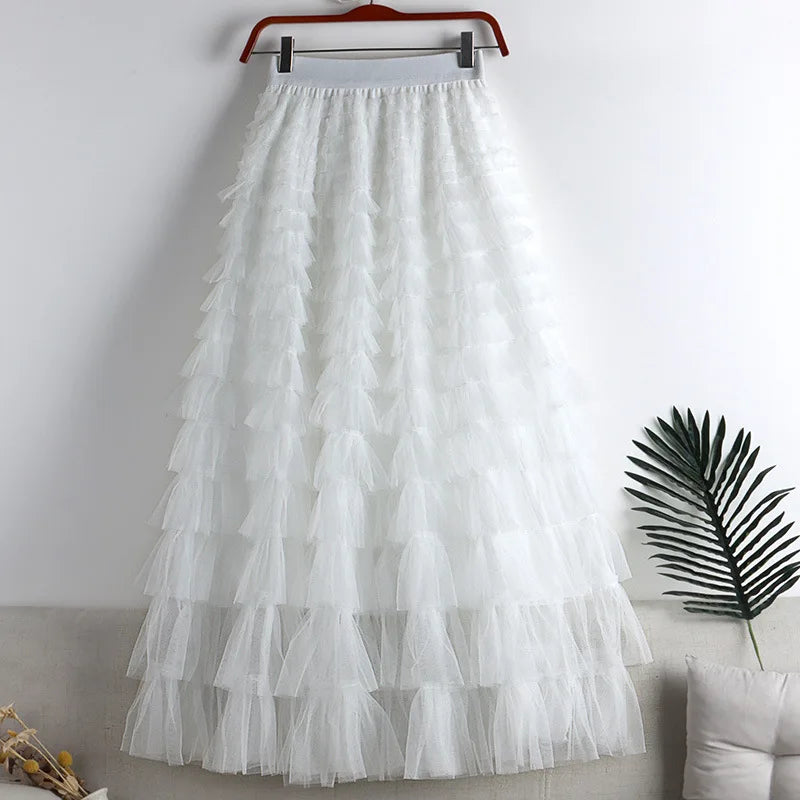Zella Tulle Skirt | Women’s Layered Flowy Tulle Skirt with Elastic Waist