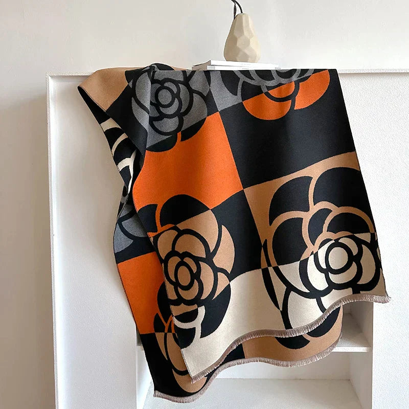 Jossie Reversible Cashmere Scarf | Floral Motif & Luxurious Warmth