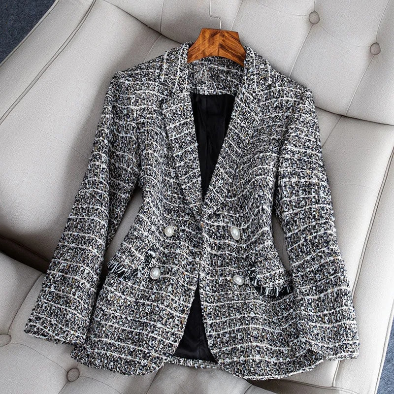 Nisha Blazer | Elegant Tweed Double-Breasted Blazer