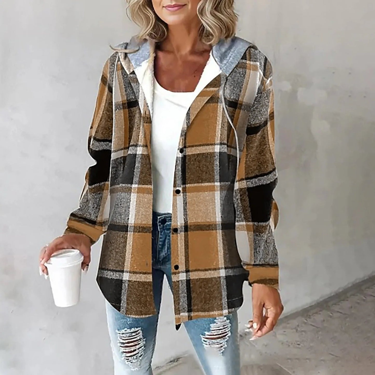 Nila Jacket | Women's Autumn Plaid Button-Up Shirt Jacket