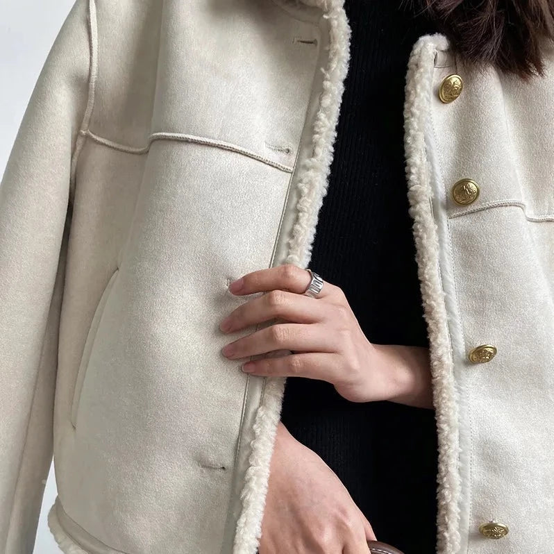 Gracie Jacket | Suede Jacket with Faux Fur Trim