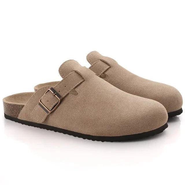 Vaida Slippers | Suede Slip-On Mules with Cork Sole for Men