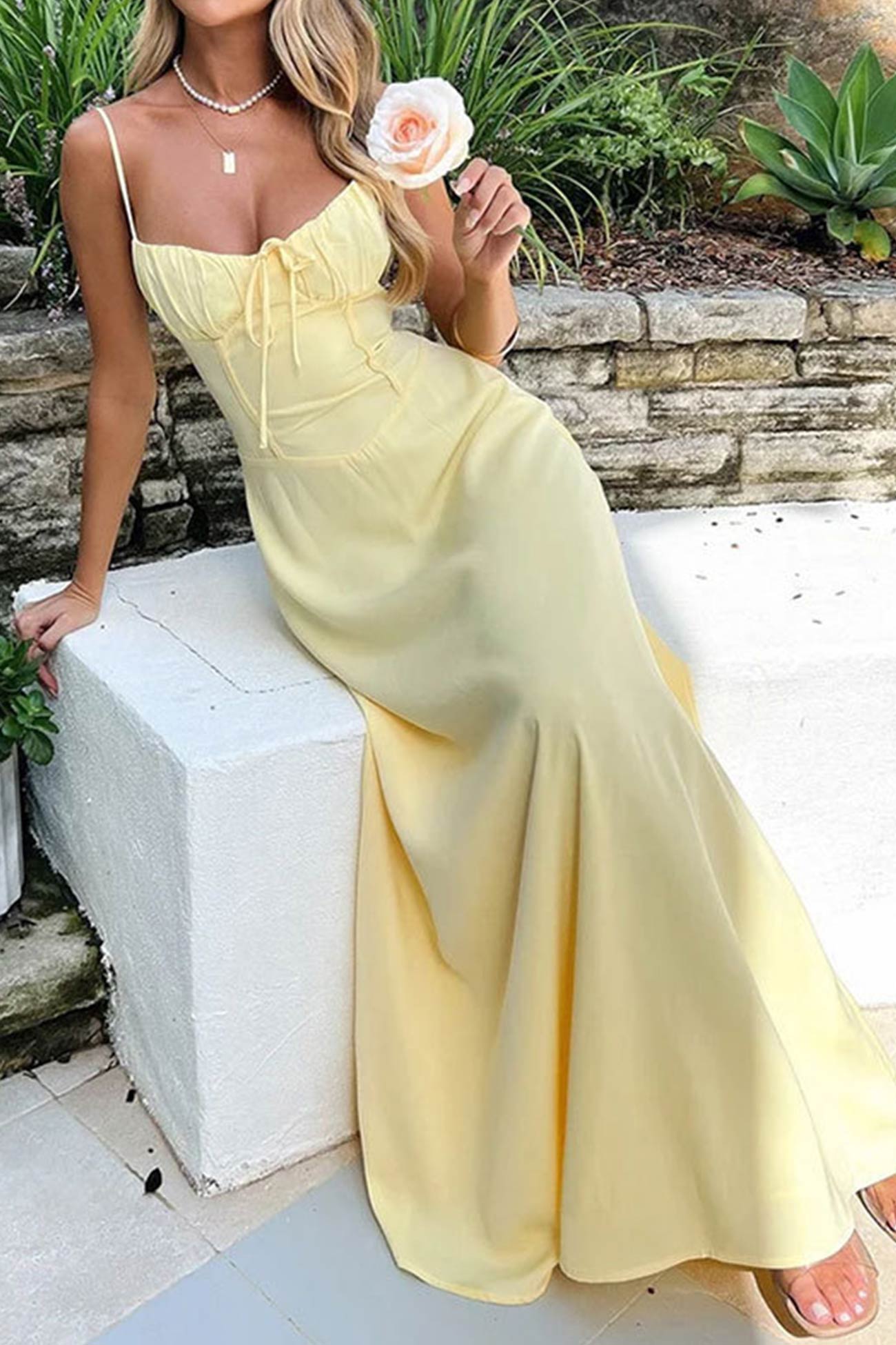 Dysera Dress | Corset Maxi Dress with Lace-Up Back and Flowing Summer Fit