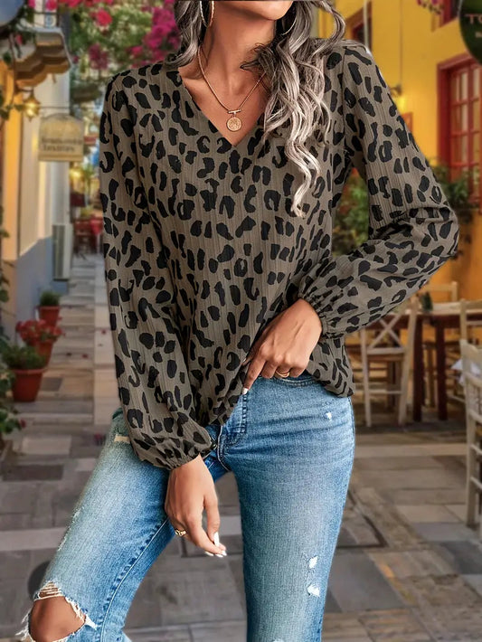 Eva Leopard Print Blouse | V-Neck Stylish Blouse