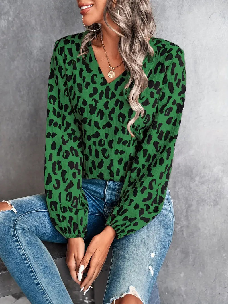 Eva Leopard Print Blouse | V-Neck Stylish Blouse