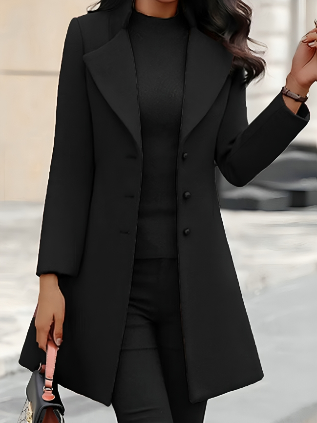 Eloise Slim-Fit Wool Coat | Elegant Long-Sleeve Jacket