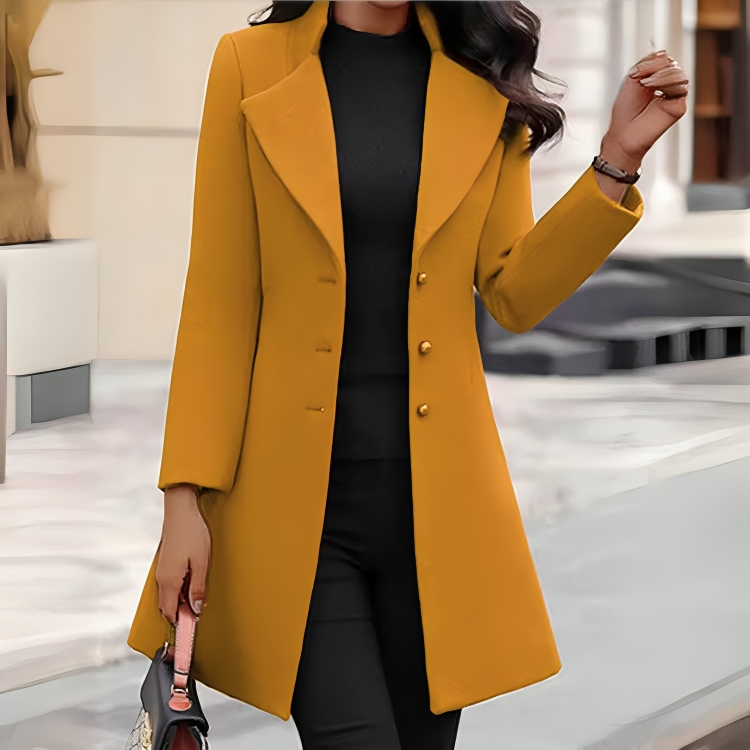 Eloise Slim-Fit Wool Coat | Elegant Long-Sleeve Jacket