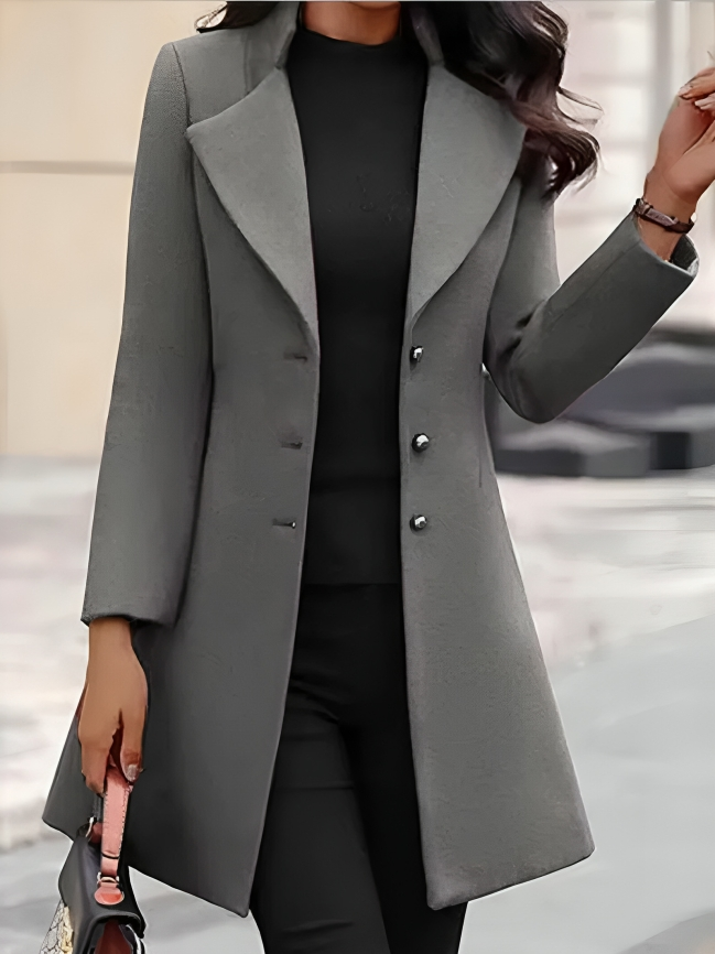 Eloise Slim-Fit Wool Coat | Elegant Long-Sleeve Jacket