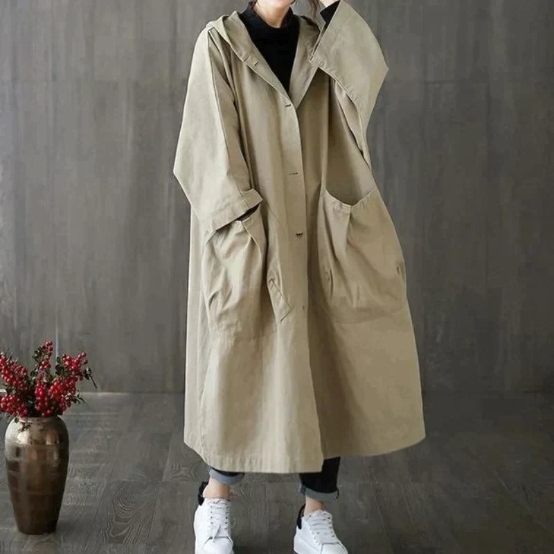 Elisia Coat | Oversized Hooded Trench Coat