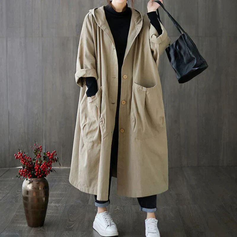 Elisia Coat | Oversized Hooded Trench Coat