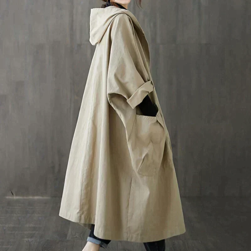 Elisia Coat | Oversized Hooded Trench Coat