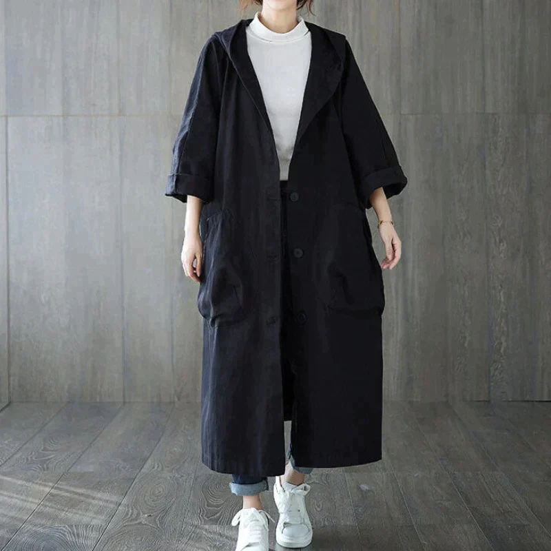 Elisia Coat | Oversized Hooded Trench Coat