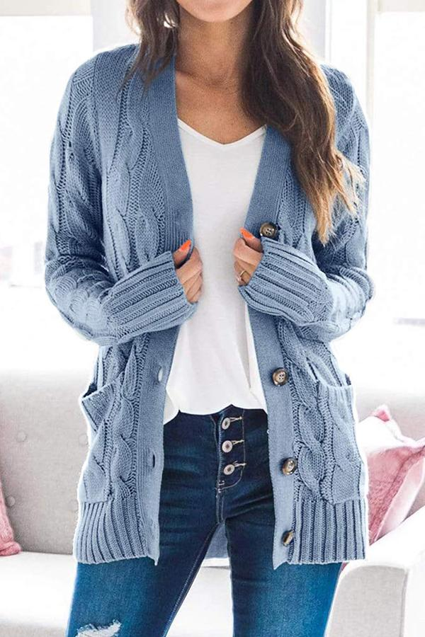 Erica Cardigan | Cozy Cable Knit Button-Up Cardigan