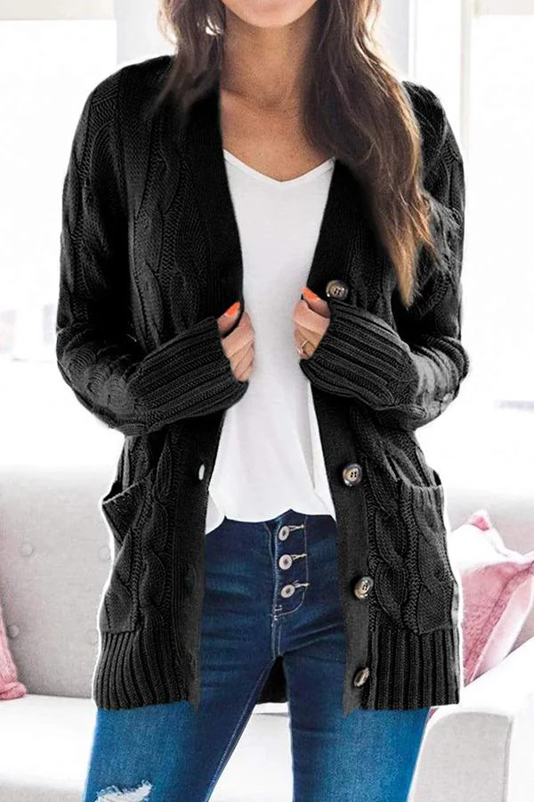 Erica Cardigan | Cozy Cable Knit Button-Up Cardigan