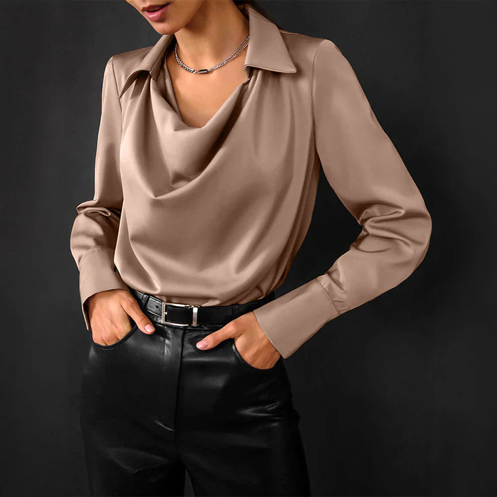 Wellesley Blouse | Satin V-Neck Blouse for Women