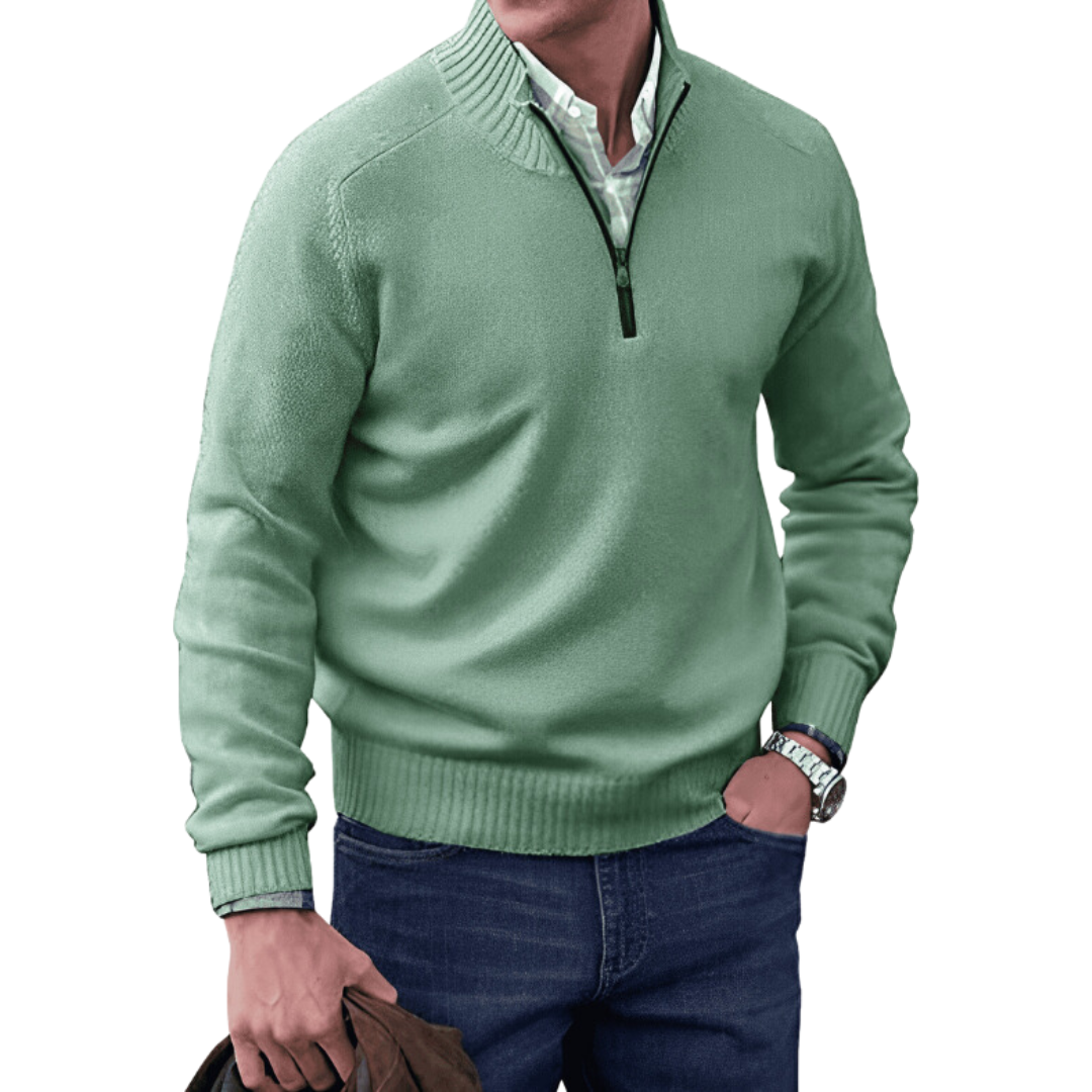 Faelan Men's Sweater | Cashmere Quarter Zip Pullover