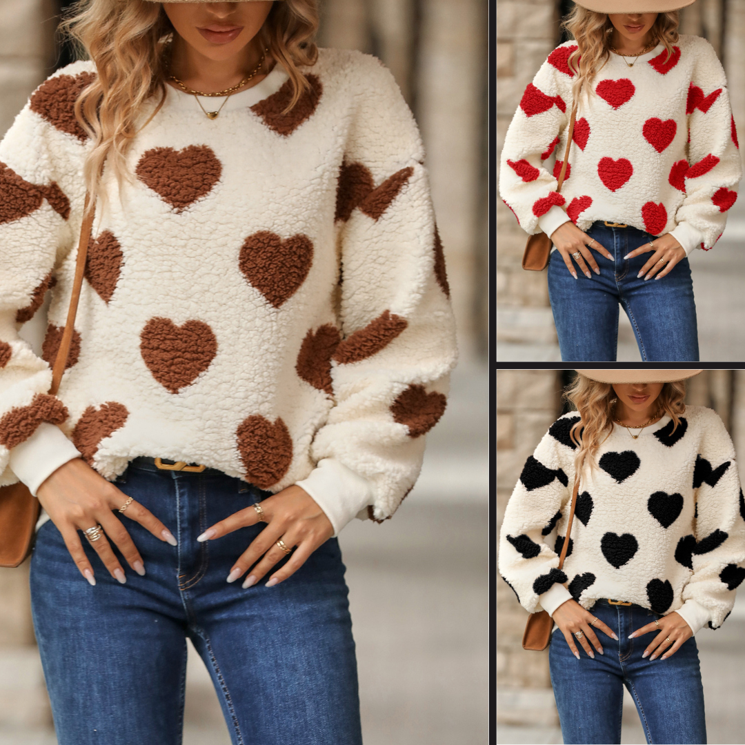 Jessalyn Women's Winter Sweater | Cozy Heart Pattern Knit