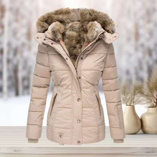 Githa Winter Coat | Elegant Faux Fur Hooded Jacket