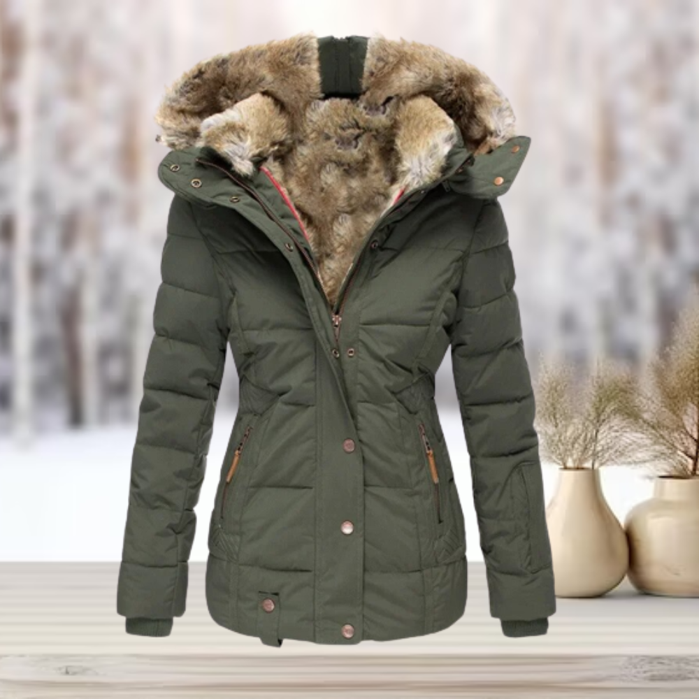 Githa Winter Coat | Elegant Faux Fur Hooded Jacket