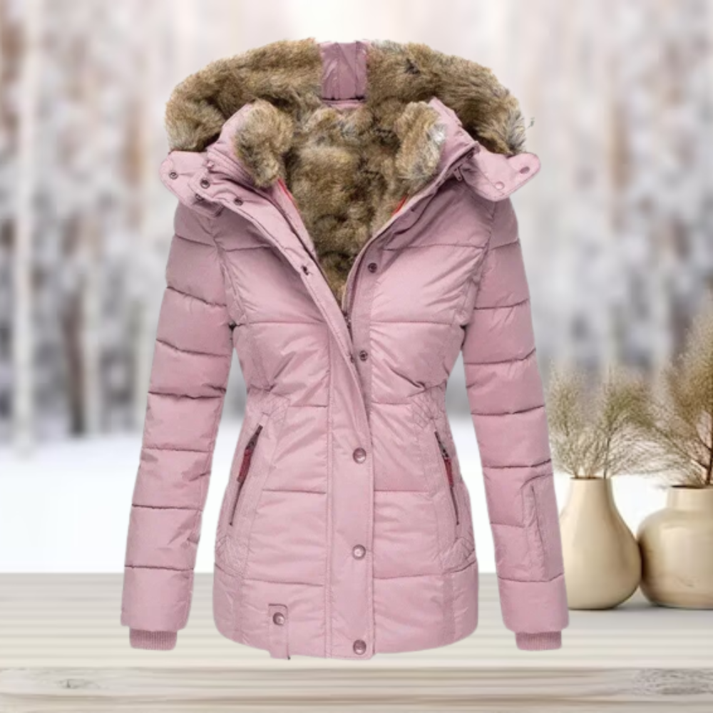 Githa Winter Coat | Elegant Faux Fur Hooded Jacket