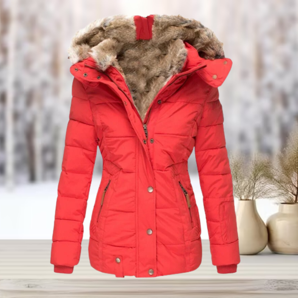 Githa Winter Coat | Elegant Faux Fur Hooded Jacket